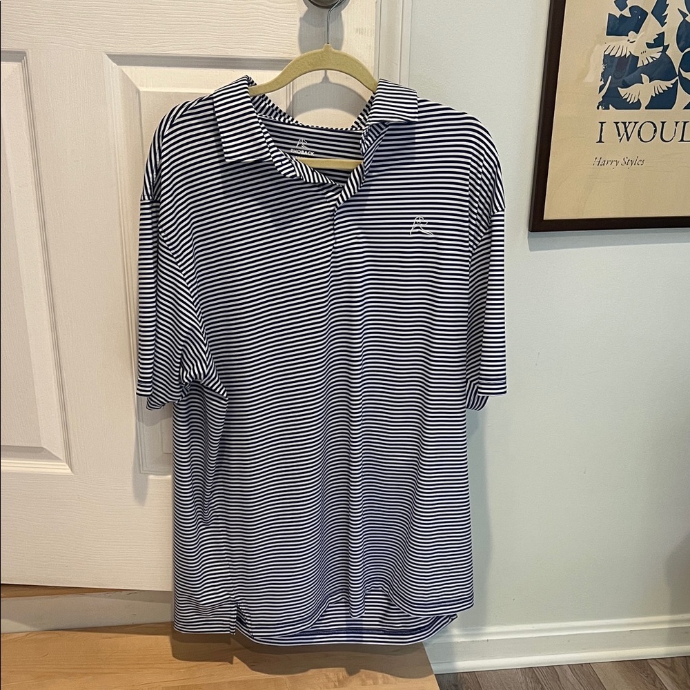Rhoback Navy and White Striped Polo Shirt